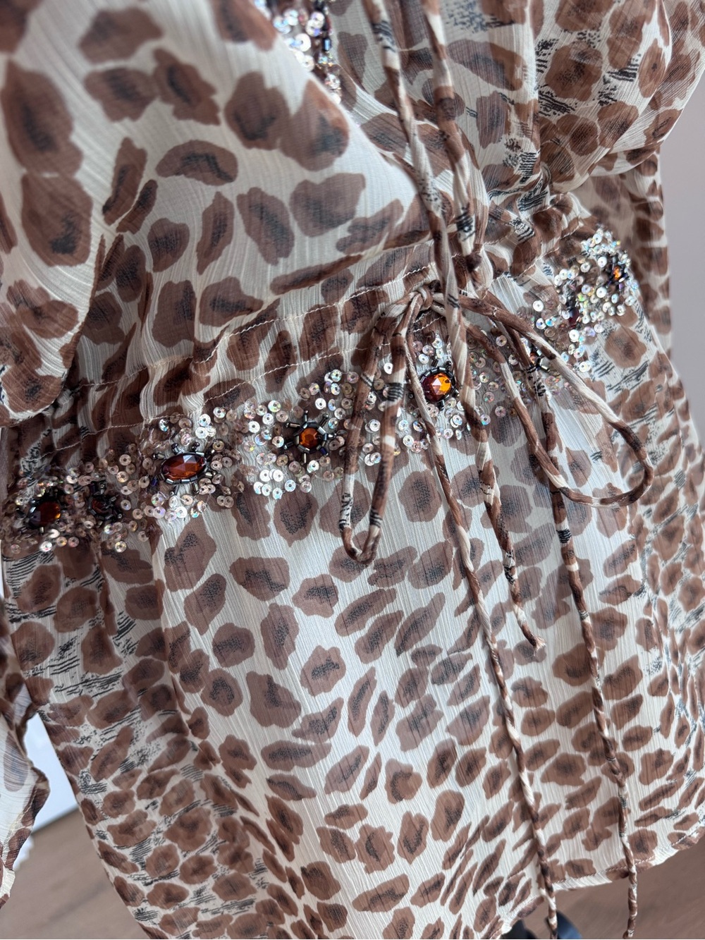 Cover-up Beaded Leopard Print Tunic Dress/Top - - Picture 5 of 7